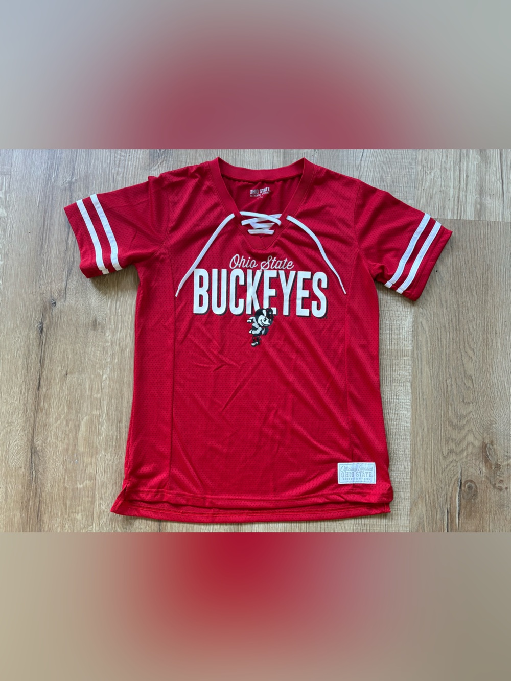 Women’s Ohio State Buckeyes Lace Up Jersey Tee Sz small